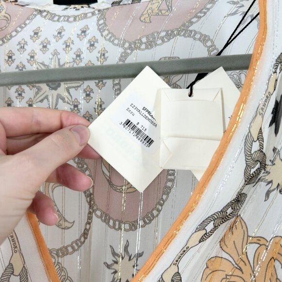 NWT Sandro Valldemossa Metallic Scarf Print Cutout Maxi Dress 36 - Picture 10 of 14